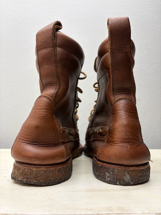 Ralph Lauren (Made in USA) Brown Leather Vintage 8” Regiment Moc Boots Size 11 main image 5